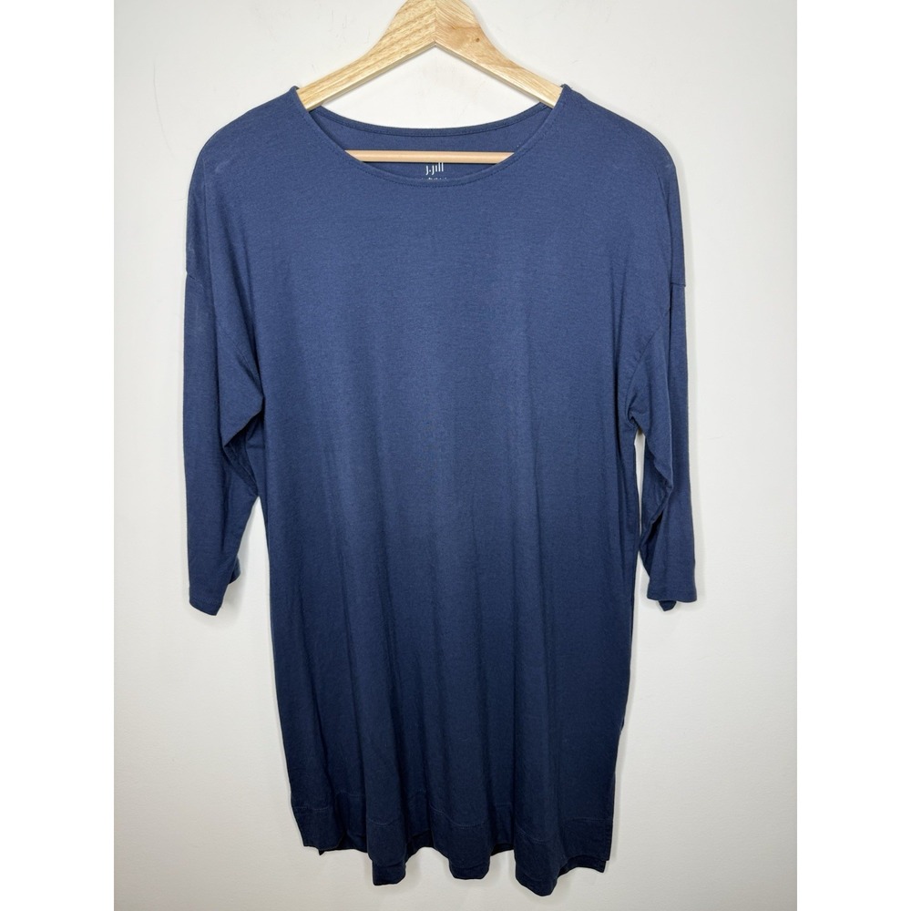 J.Jill Luxe Supima Ballet Sleeve Tunic Top Women Small Blue 3/4 Sleeve Tee Shirt